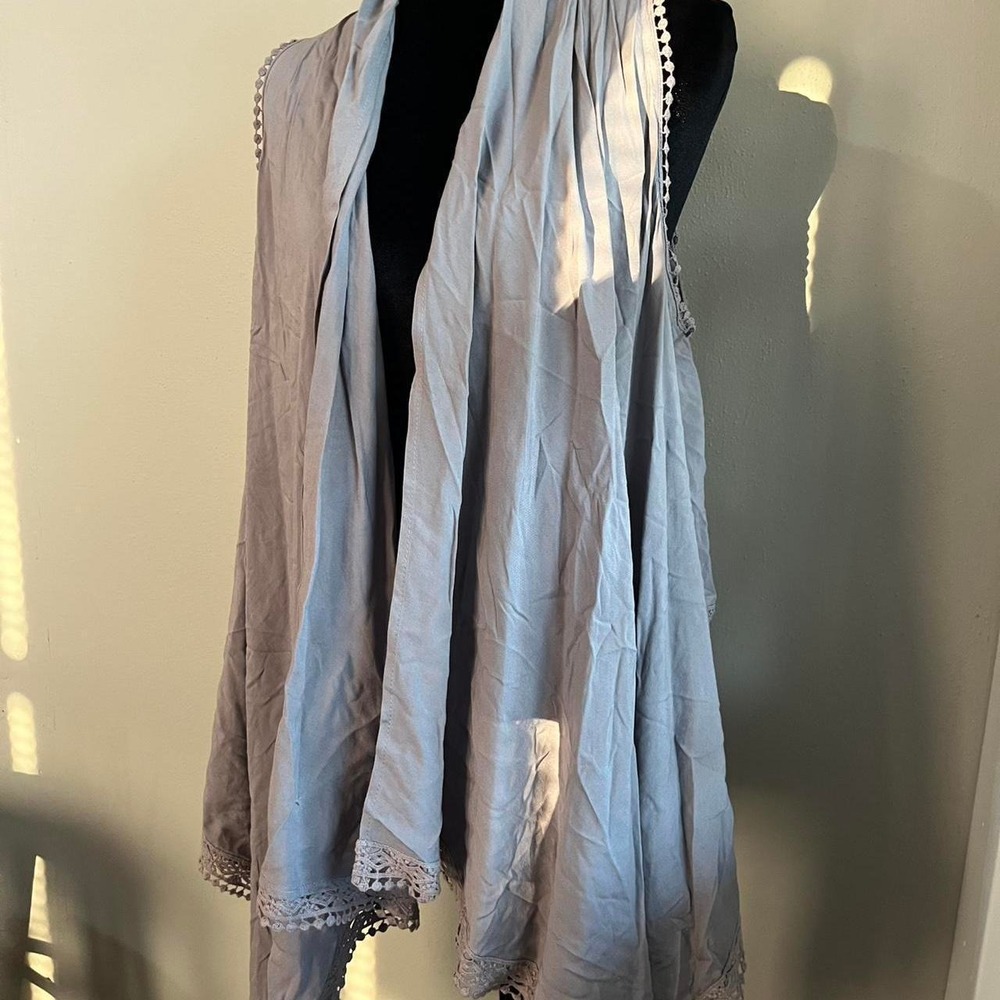 Knox Rose Blue Shawl Boho Vest